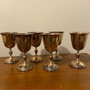 Vintage William Adams Silver-plate Goblets Set of Six Italian Made